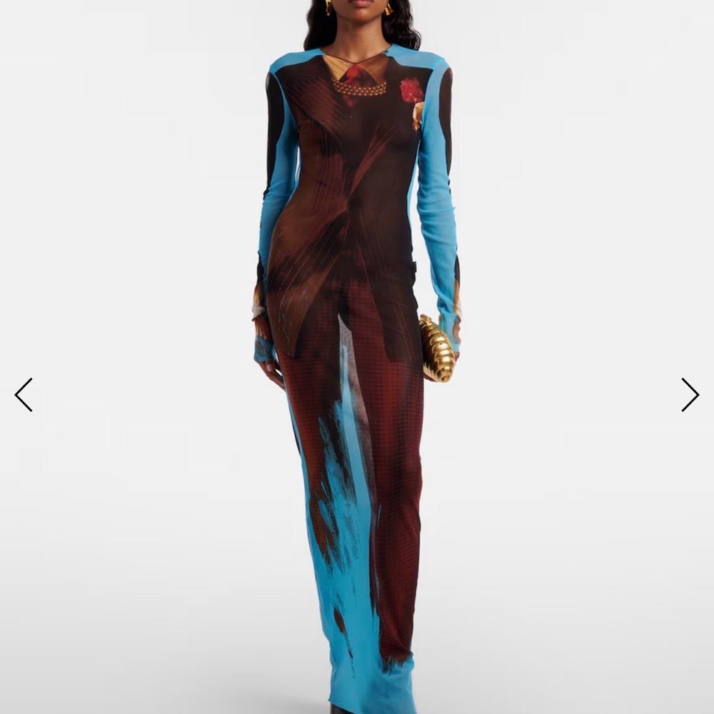 Jean Paul Gaultier Blue and Brown Long Sleeve Dress